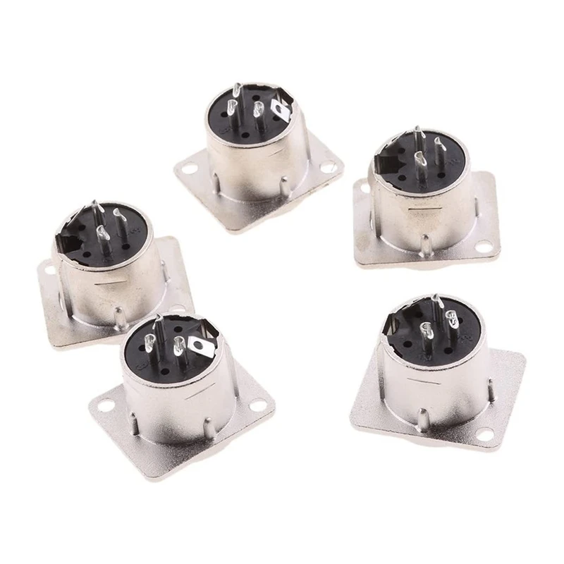 

5 шт. XLR 3Pin мужской квадратный настенный шасси крепление на панели микрофон коннектор