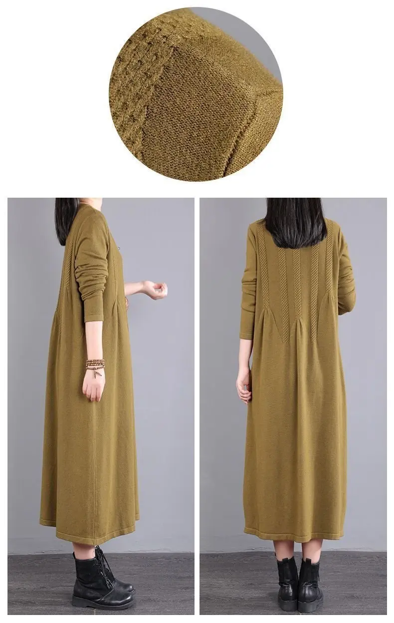 Ropa De Mujer Neue Zieht Frau Kleidung Lose Lange Pullover Kleid Frühling Herbst frauen Jumper Mittleren Alters Mutter Pullover kleider – Detail 4