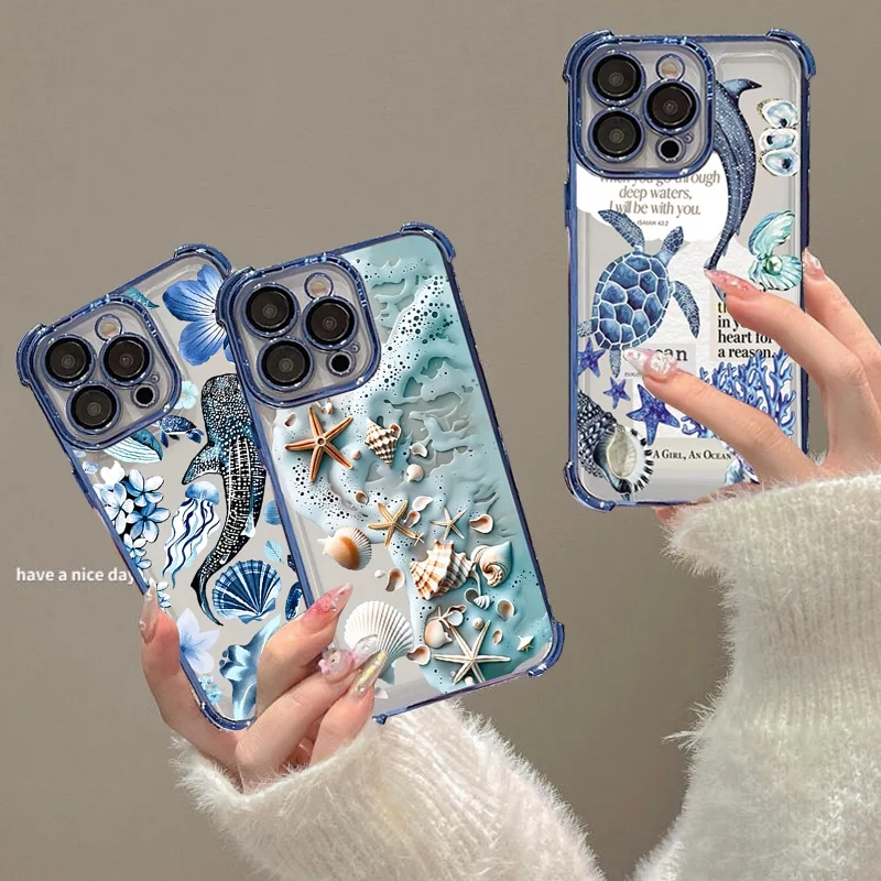 Marine Life Shark Plating Phone Case Cover