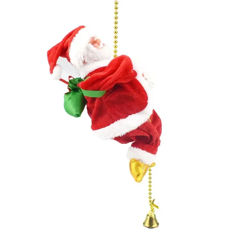 Electric Christmas Santa Claus Single Handed Inverted Rotation Music Cute Climbing Bead Santa Claus Christmas Hat Ornament Toys