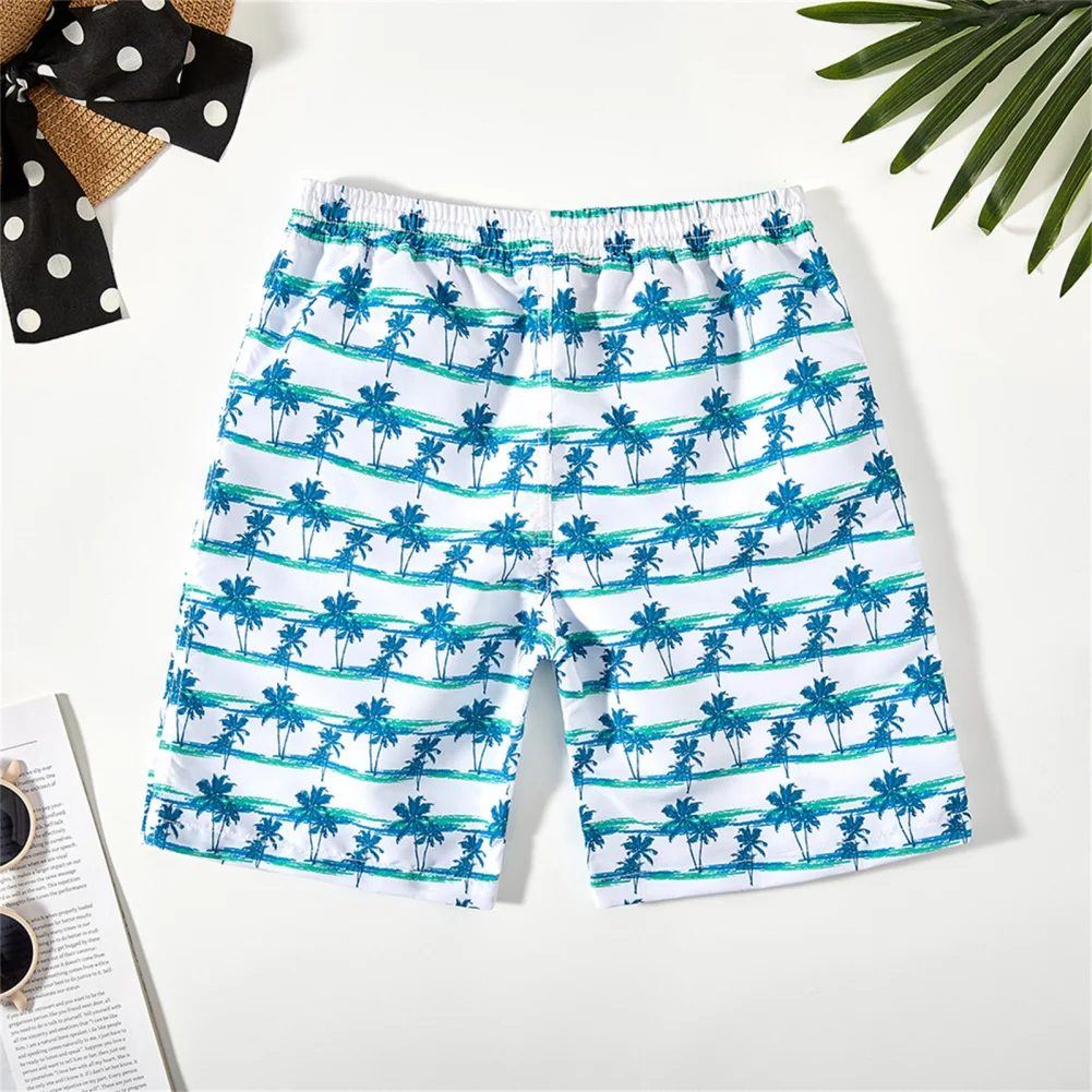 Kids Boy Swimming Short Pants Sunproof Trees Printing Shorts Swim Trunks For Summer Outdoor Beach Training