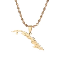 Cuba Map With Cities Necklaces Women,Map of Cuba Charm Pendant Cuban Jewelry 1