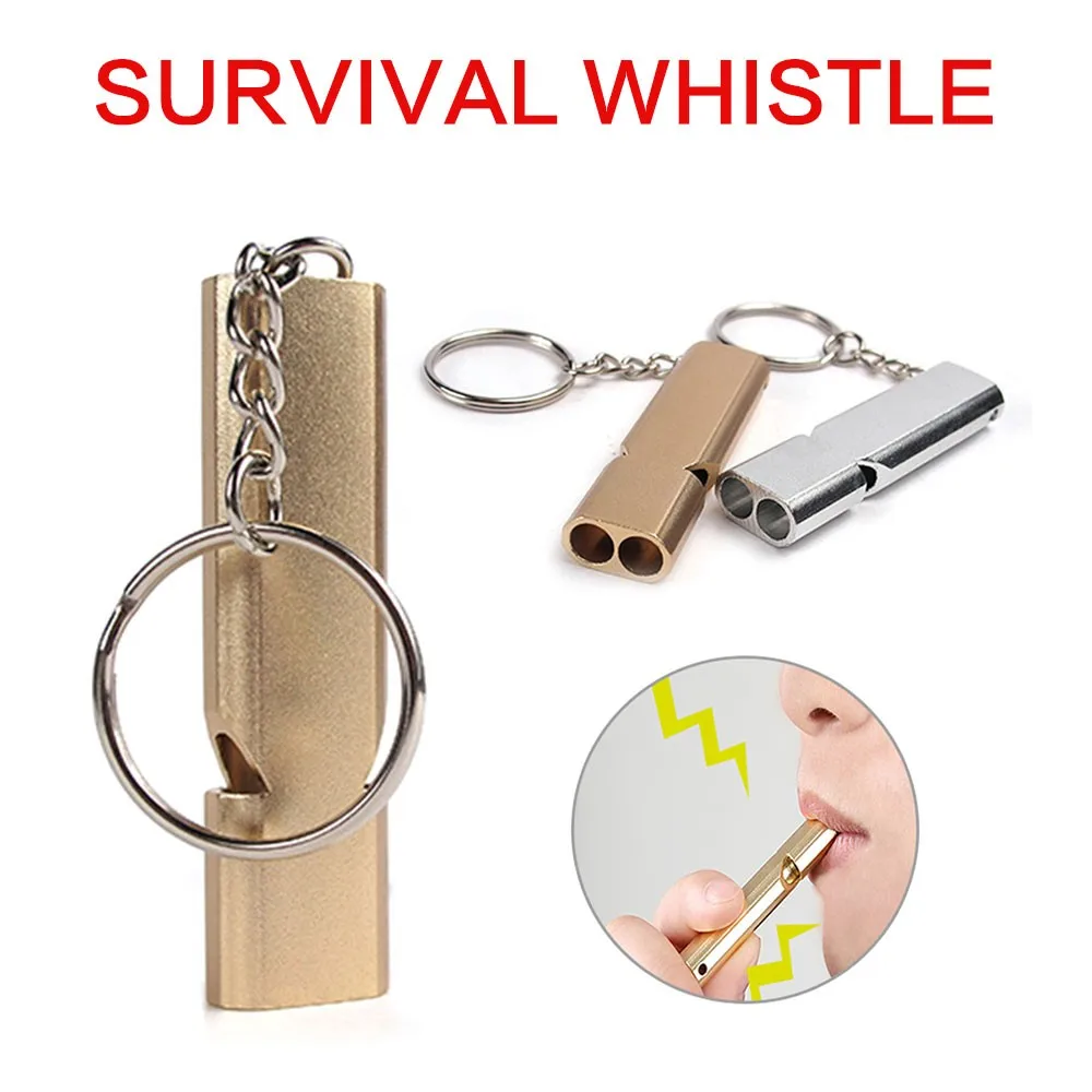 

Dual-tube Military Training Whistle Outdoor Portable Aluminum Survival Safety Whistle Tactical Hunting Camping Keychain Tools