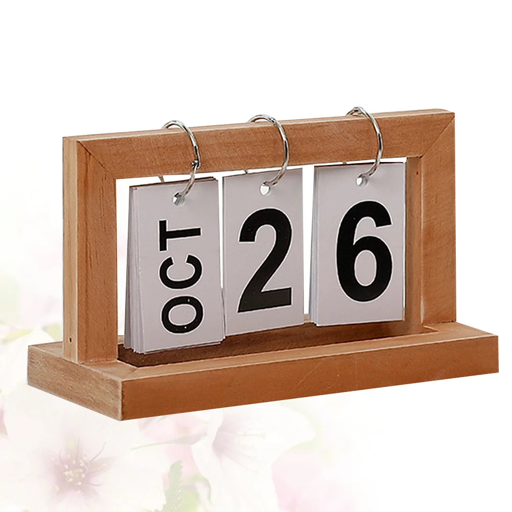 

Creative Calendar Page Turning Calendar Delicate Desktop Calendar Vintage Date Display Adornment for Home Office (Khaki)