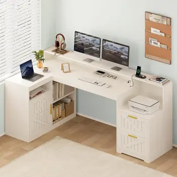 L-Shaped Office Desk with Storage 1