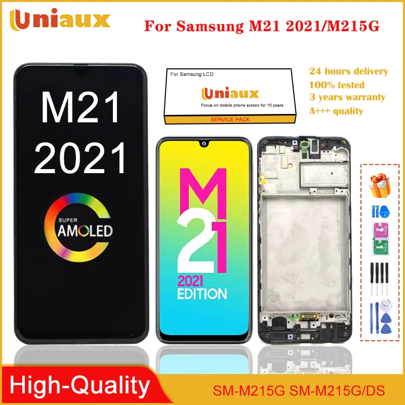 

6.4" Original AMOLED For Samsung Galaxy M21 2021 LCD SM-M215G SM-M215G/DS Display Touch Screen Display Digitizer Replacement