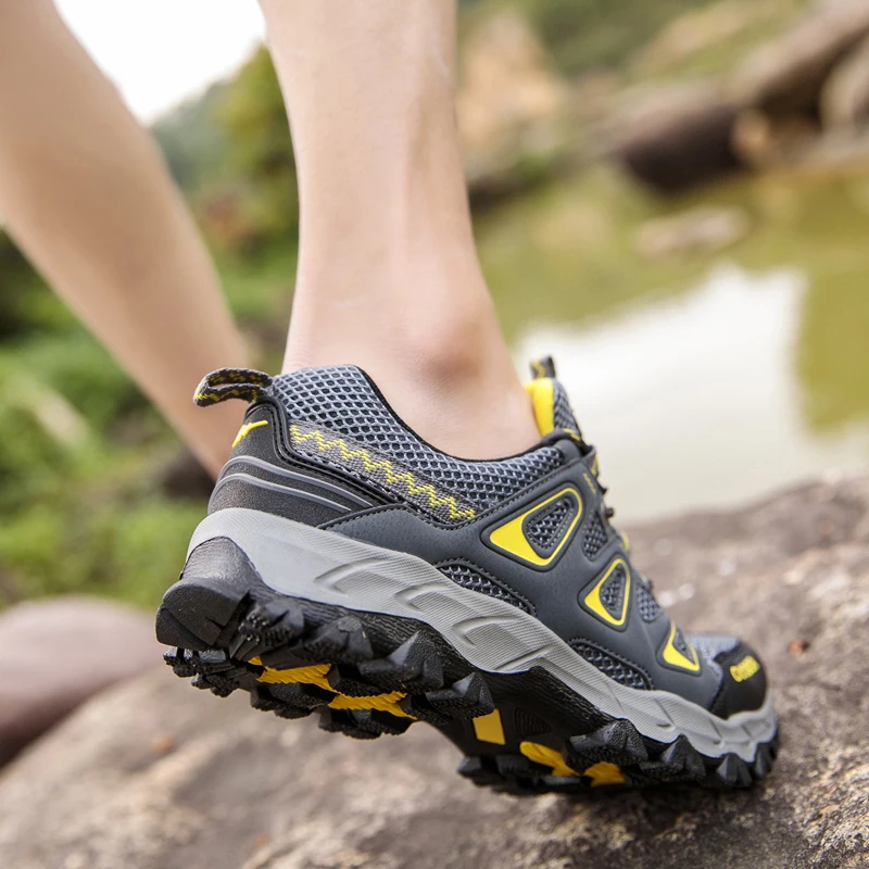 HIKEUP Men Hiking Shoes Outdoor Sport Male Wear-Resistant Tactical Climbing Trekking Sneakers Anti-Skid Shoes