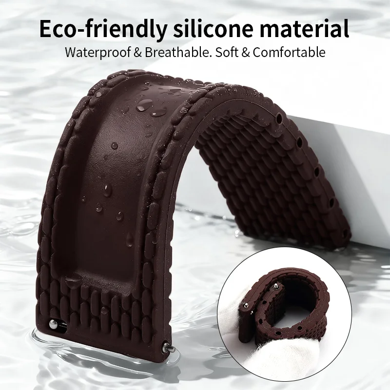 Eco-Friendly Quick-Release Double-Button Folding Silicone Sports Watch Strap