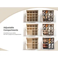 Shoe Organizer, Fabric shoe hanger with Cover, Adjustable Dividers for Shoe storage drawer Box Container  Cube Box Fits 14 Pairs 2