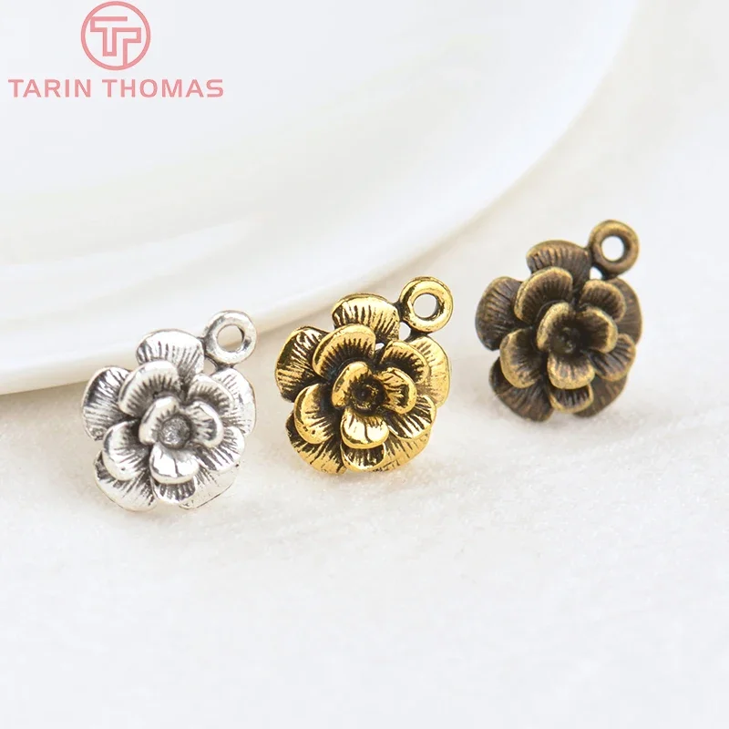 

(4065)20PCS 12MM Hole 2MM Antique Silver Color Flower Stud Earrings High Quality Jewelry Findings Accessories
