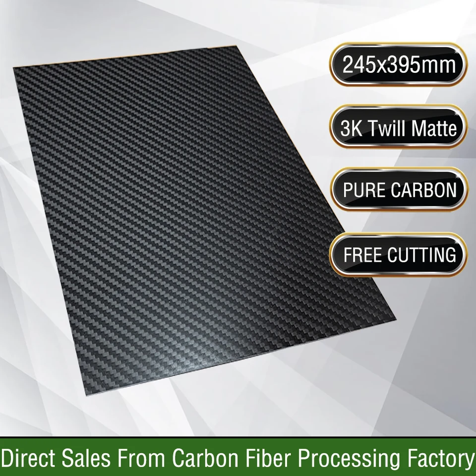 3.0mm Thick 200x300mm Pure 3K Twill Carbon Fiber Sheet – Matte Finish Plate For Drones, RC Models & DIY Projects