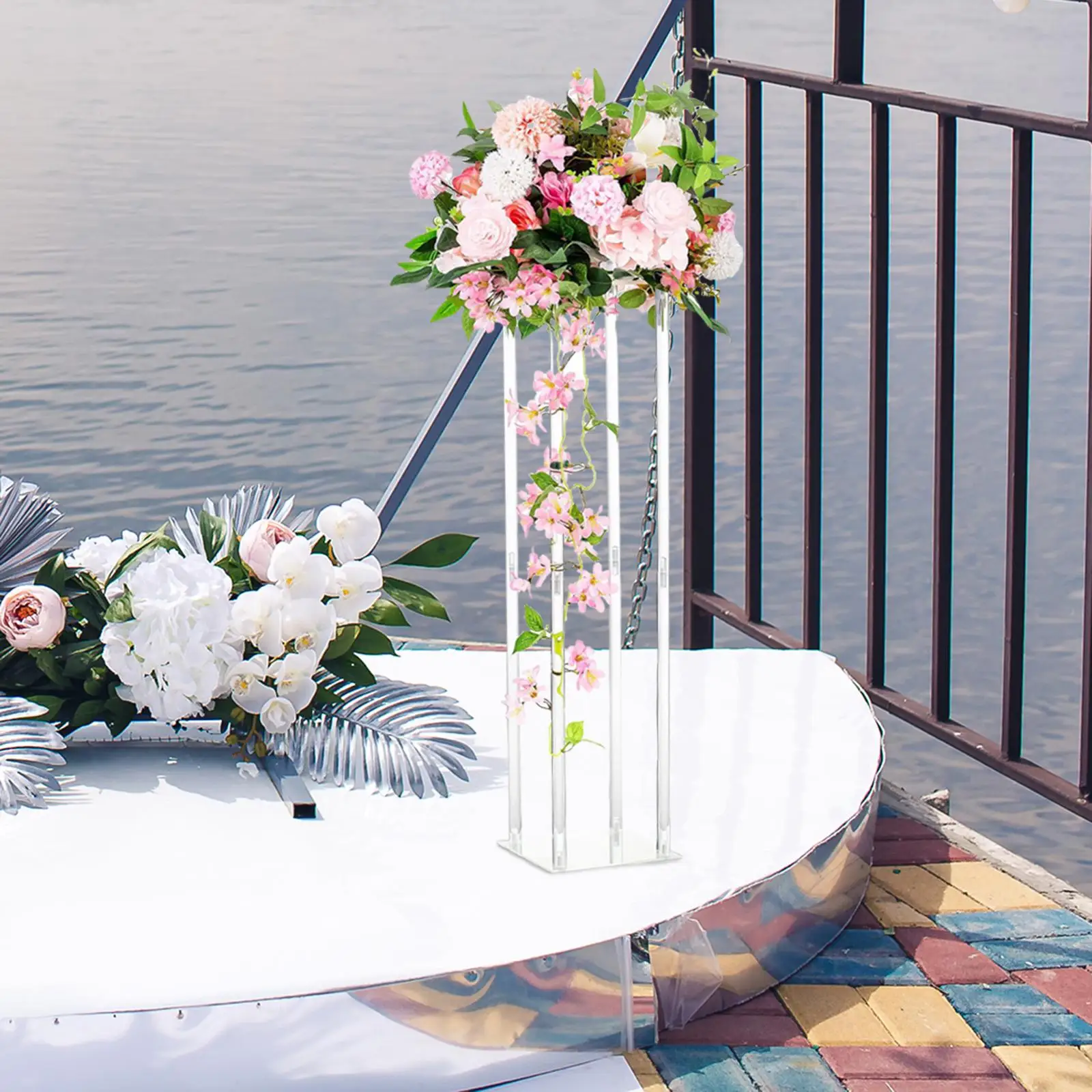 Acrylic Vase Wedding Centerpieces Geometric Display Stands Decorative Modern Clear Tall Flower Vases for Party Table Decoration