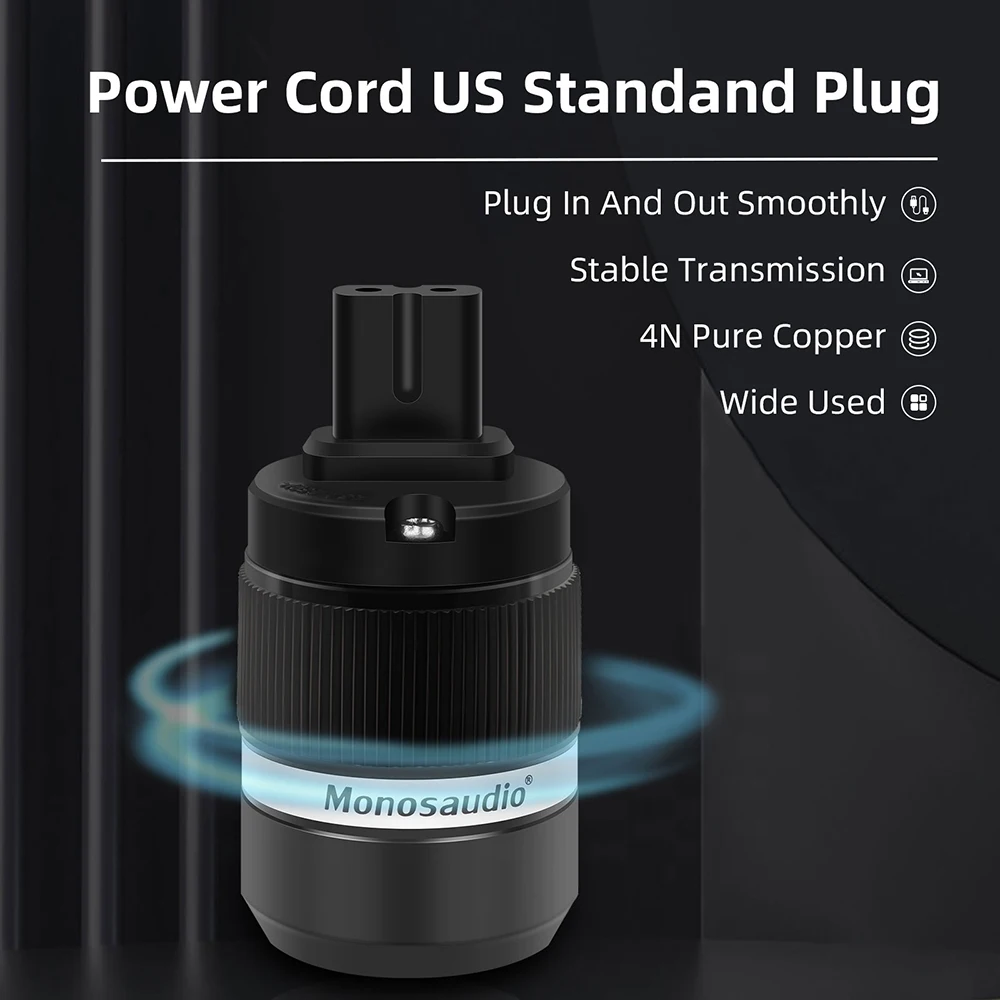 Monosaudio F180 그림 8 순수 구리 전원 플러그, 25A/250V 암 전원 커넥터, IEC320 C7 메인 암 전원 잭