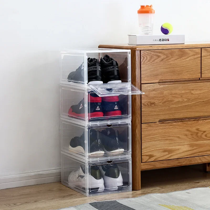 Installation-free Folding Transparent Brand New Acrylic Thickened Hard Section Household Storage Supplies Sports Shoe Box 2