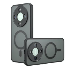 Rugged Armor Frosted Hard Back Wireless Charging Case for Honor X70 5G (Black(Magsafe))