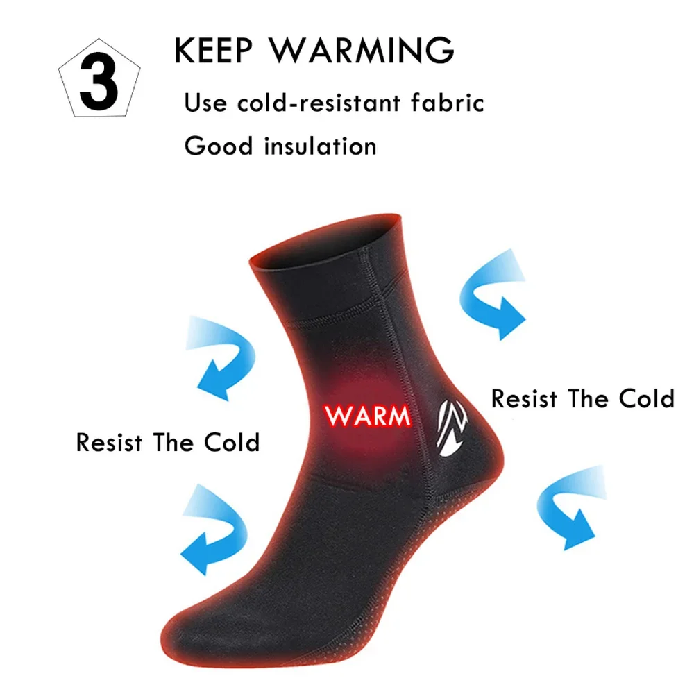 1 Pair New 3mm Neoprene Diving Socks Non-slip Adult Warm Patchwork Wetsuit Shoes Diving Surfing Boots for Men Womens Swimming