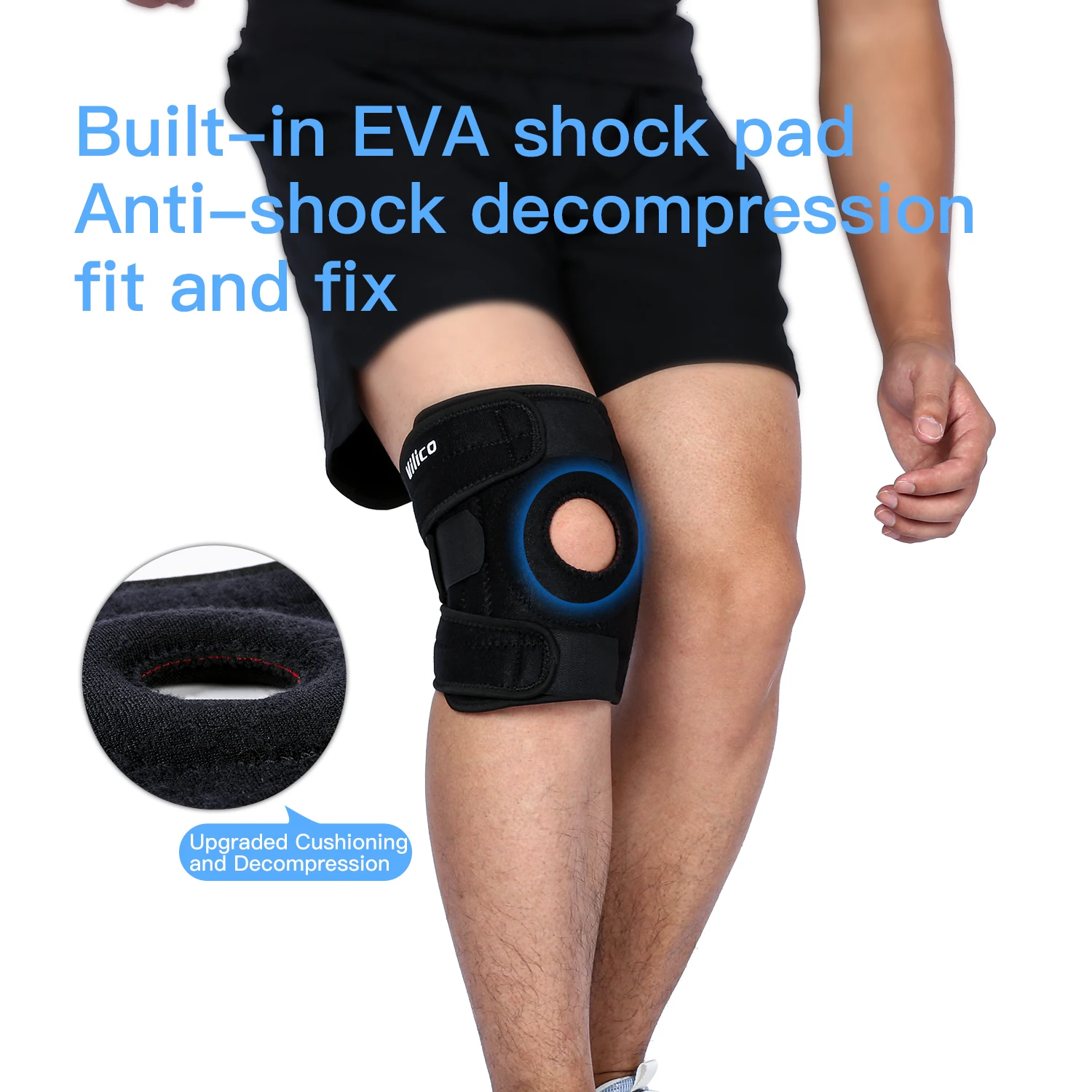 Knee Brace with Side Stabilizers Breathable Adjustable Knee Support Suitable for Sport Training and Knee Pain