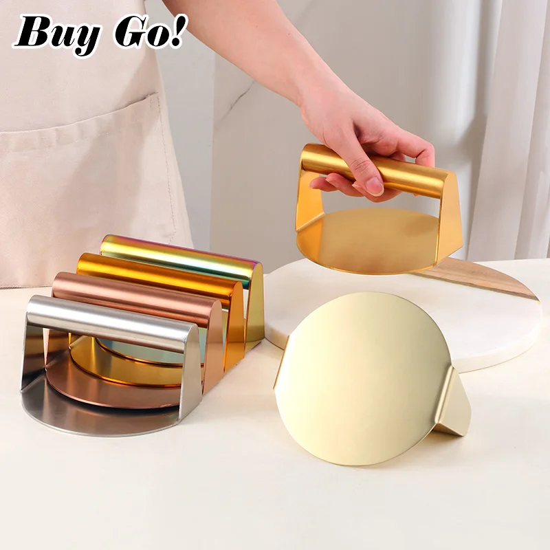 1Pc Stainless Steel Smash Burger Press Hamburger Patties Meat Masher Circular Meat Press Mold for Deli Meats Kitchen Accessories