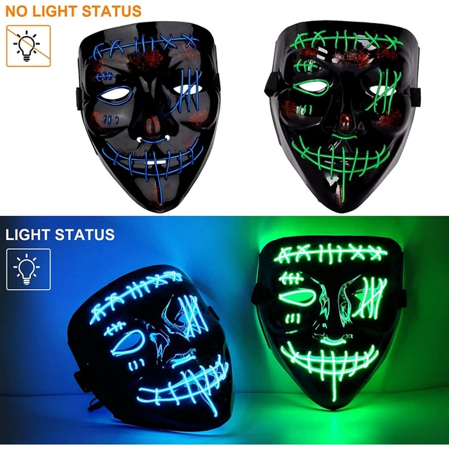 MASCHERA LED DI HALLOWEEN, CARNEVALE, PURGE, FESTA, ILLUMINATA A LED VERDE,  UNIVERSALE –