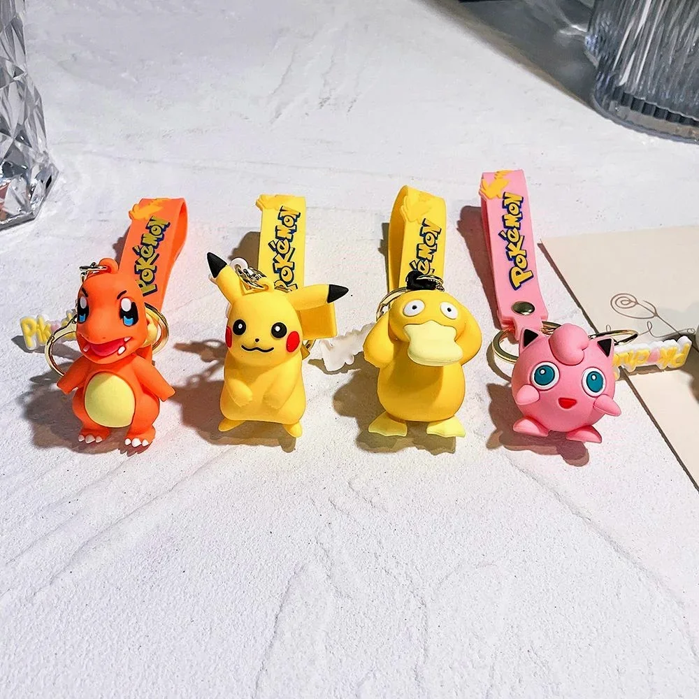 Pokemon Action Figure Pikachu Psyduck Charmander Snorlax Squirtle Bag Keyring Pendant Birthday Gifts Anime llaveros Keychain
