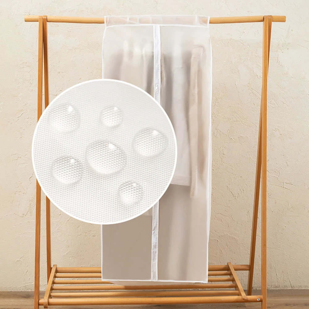 Clothes Dustproof Bag 1PC Vertical Clothing Dust Cover Transparent Washable Hanging Bag Household Hanging Thick Coat Suit Dust Bag