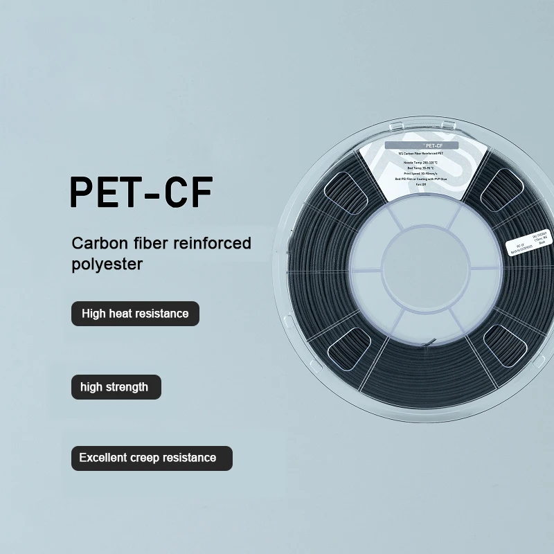 

Carbon Fiber PET-CF 1.75mm 3D Printer Filament Reinforced Creep Resistance and High Temperature Resistance Industrial Grade