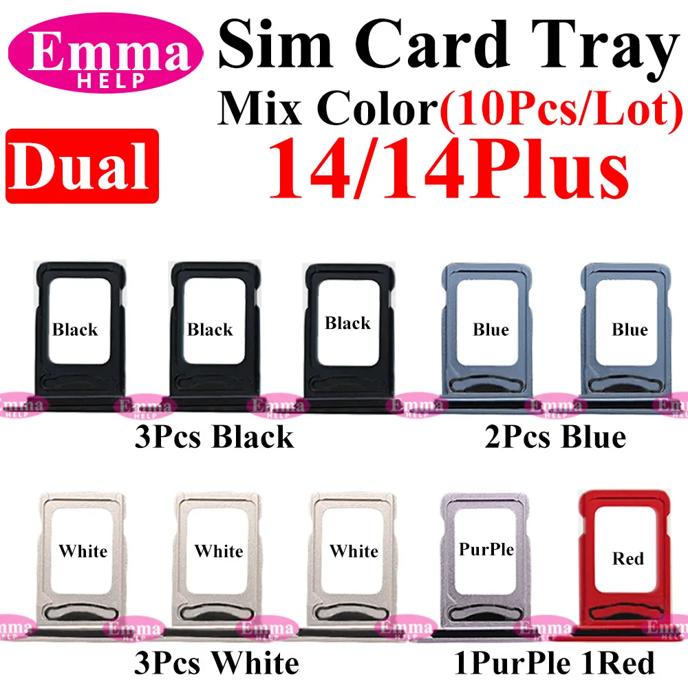 Sim Card Accessories 10pcs Dual / Single Sim Tray Card Holder Slot for iPhone 15 Plus 14 Pro 12 13 11 Max X XR XS Sim Nano Adapter Drawer Fix Par
