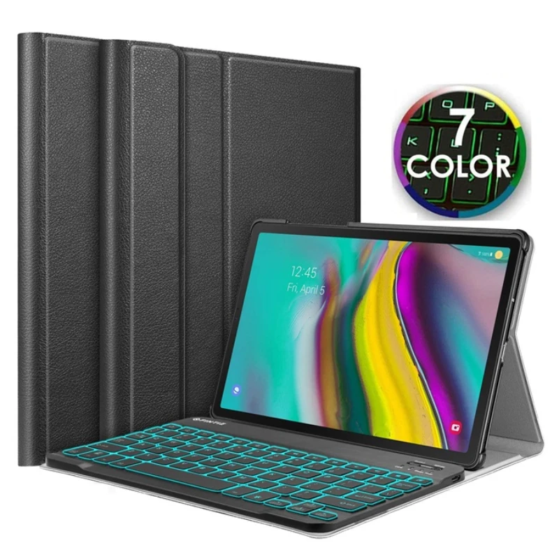 

For Samsung Galaxy Tab S6 Lite 10.4 Inch Keyboard Case Slim Leather Flip Stand Smart Tablet SM-P610 P615 Backlit Keyboard Cover