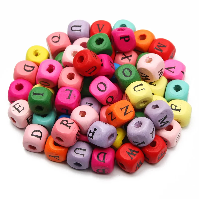 Wooden Letters Beads Bracelets  Wooden Bead Alphabet Letter - 50-200pcs  Natural - Aliexpress