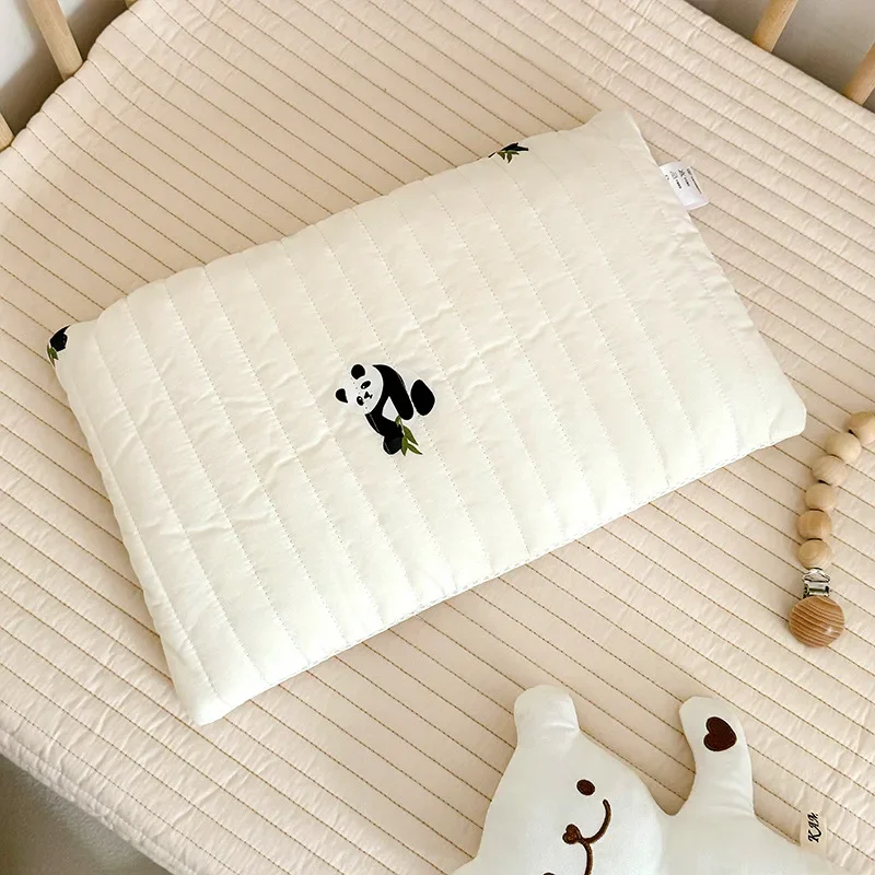 Baby Pillow Pure Cotton Quilted 6-18 Months Baby Low Pillow Spring and Summer Skin Friendly Breathable Detachable and Washable