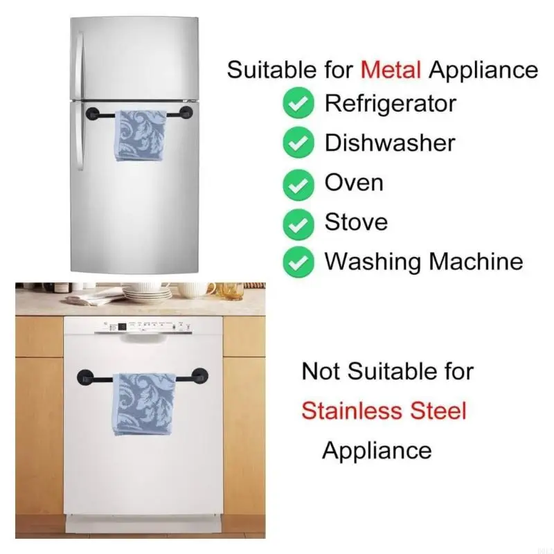 Towel Bar for Refrigerator Towel Holder Hook Hanger for Fridge Kitchen Stove Oven Dishwasher D0LD