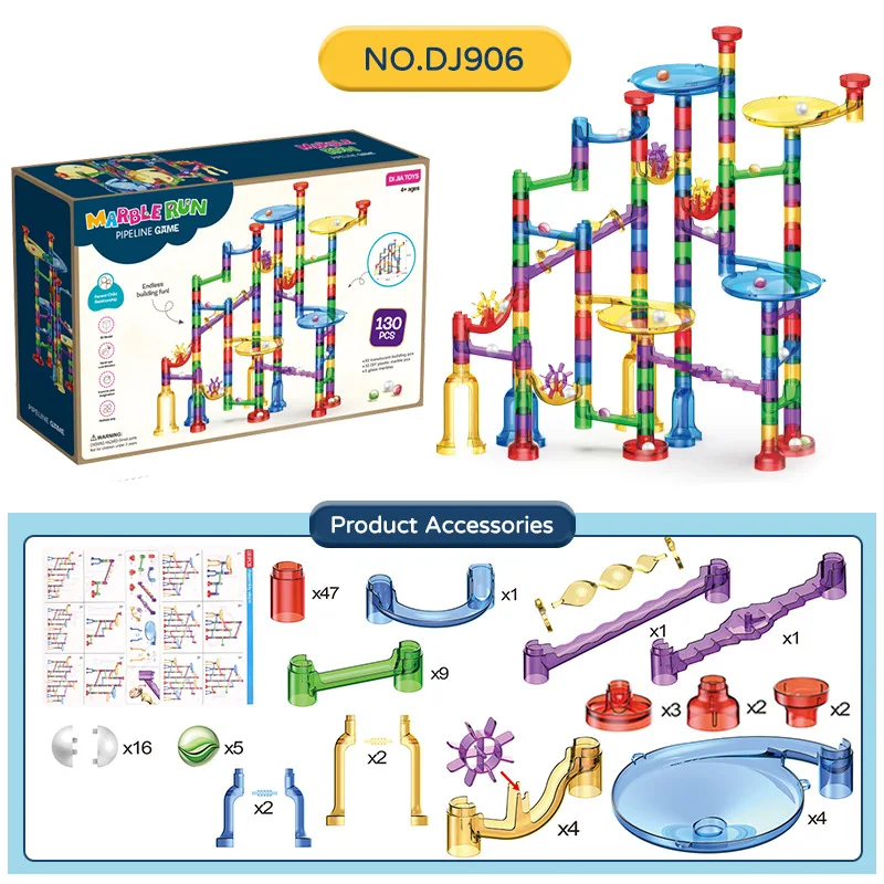 Children's Maze Building Block Set Marble Running Transparent Puzzle Educational Parent-Child Assembly Game Toy