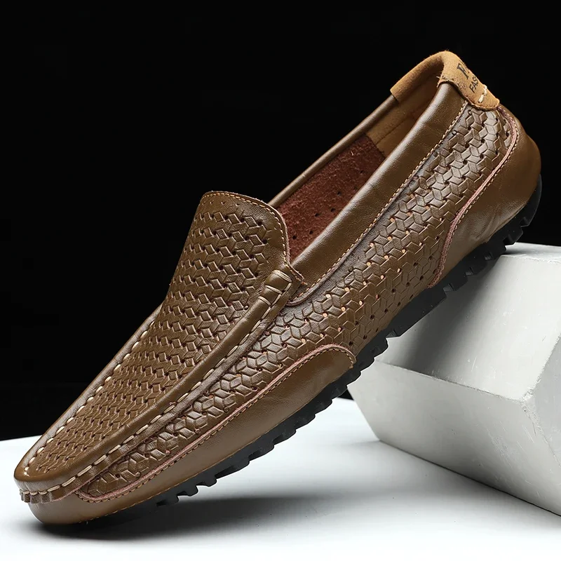 2023 léto muži ležérní boty luxusní značka originální kůže pánská mokasíny moccasins dutý vyndat prodyšné kolíček na jízda boty