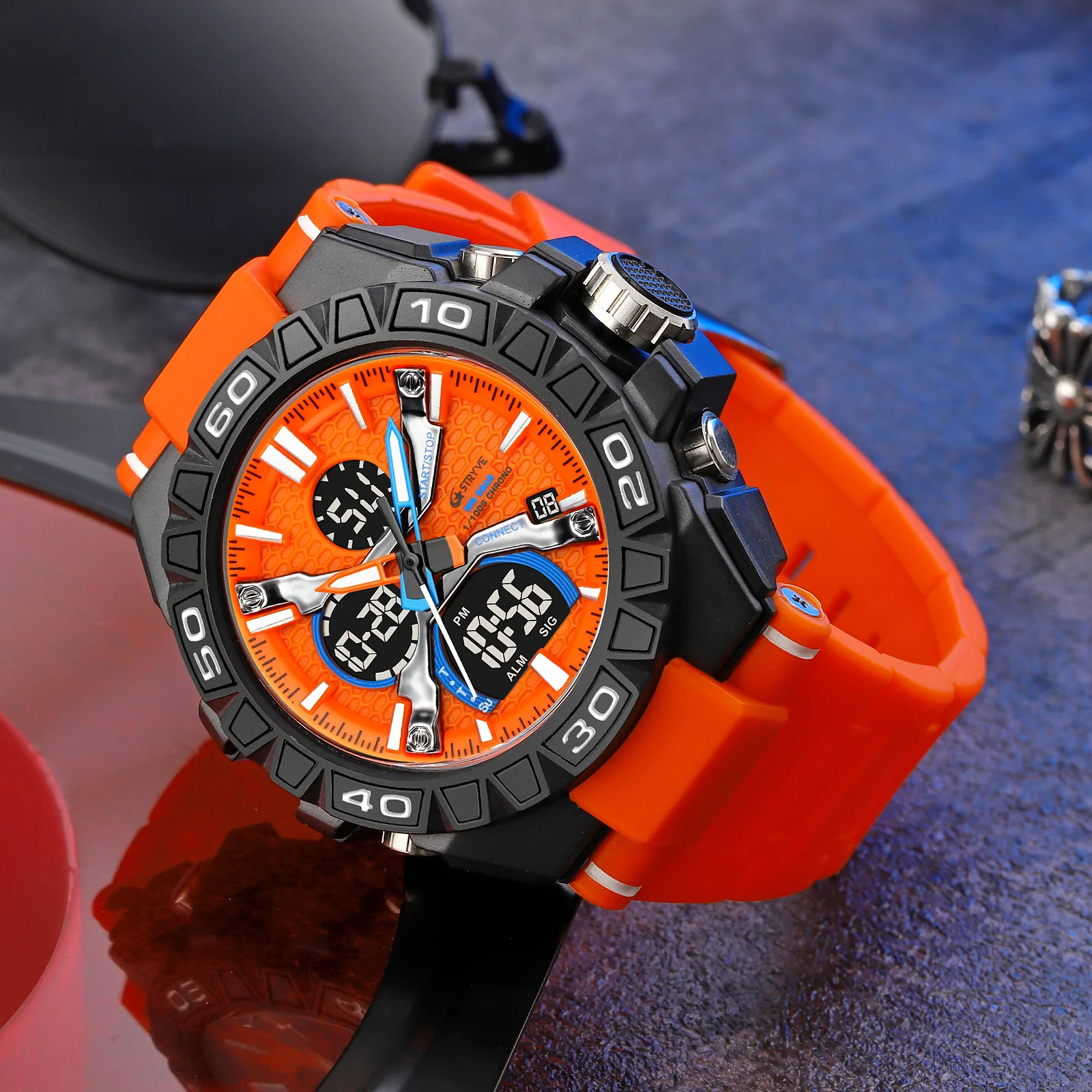 OEM Luxury STRYVE 8026 Men's Fashion Sports Watch Digital Dual Time Watch Men's Simple Student Waterproof Watch Relojes view 5