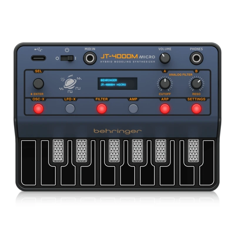 BEHRINGER JT-4000M 마이크로 휴대용 4-보이스 하이브리드 신디사이저(2개의 아날로그 모델링 오실레이터, 멀티 모드 아날로그 필터 포함)