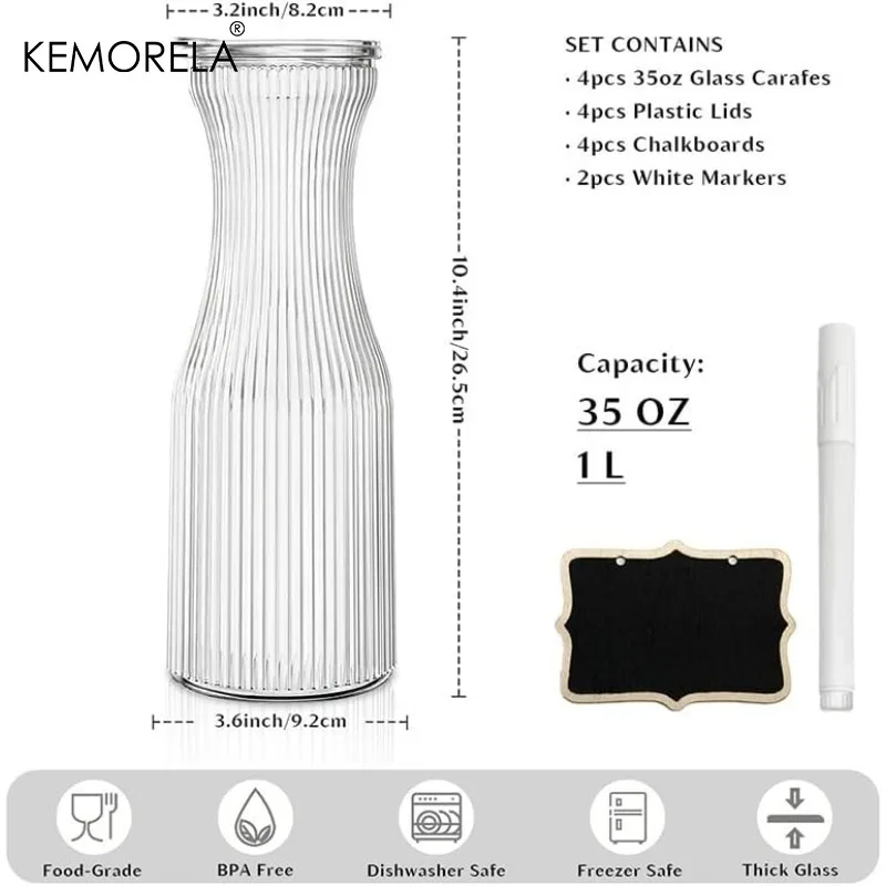 Ribbed Glass Carafe Set 6