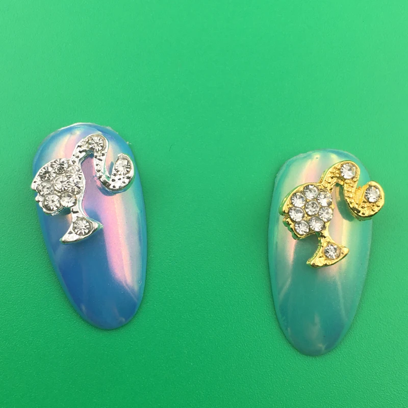 LEAMX 10 Pcs Nail Supplies 3D Charms Rhinestone Nail Art Decorations Pretty Girl Nails DIY Alloy Gemstone Nails Diamond Jewelry