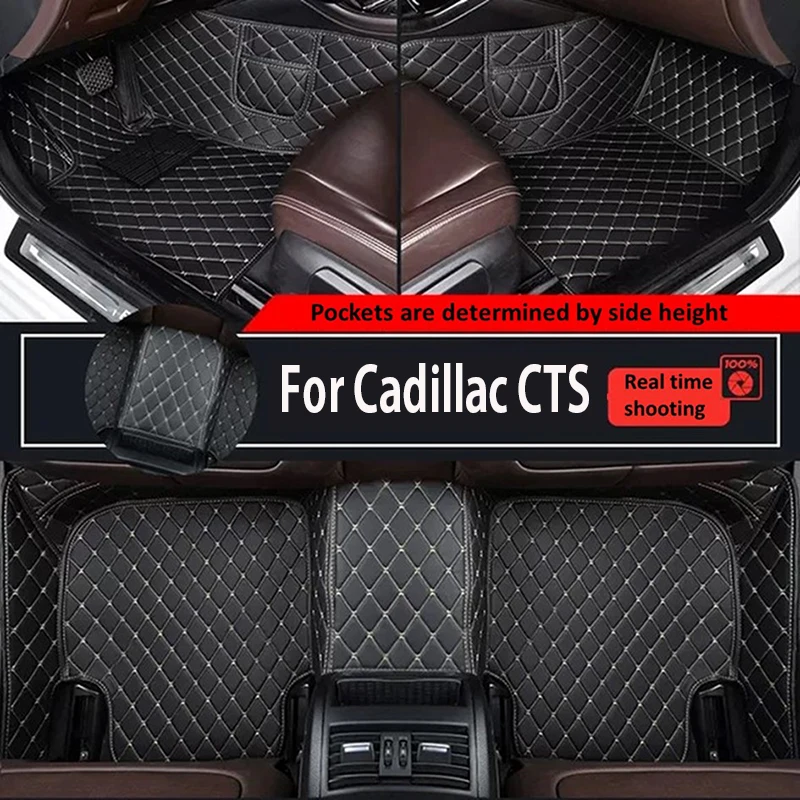 

Автомобильные коврики под заказ для Cadillac CTS 2014-2019 года, искусственная кожа, карманный ковер для телефона, аксессуары для интерьера автомобиля