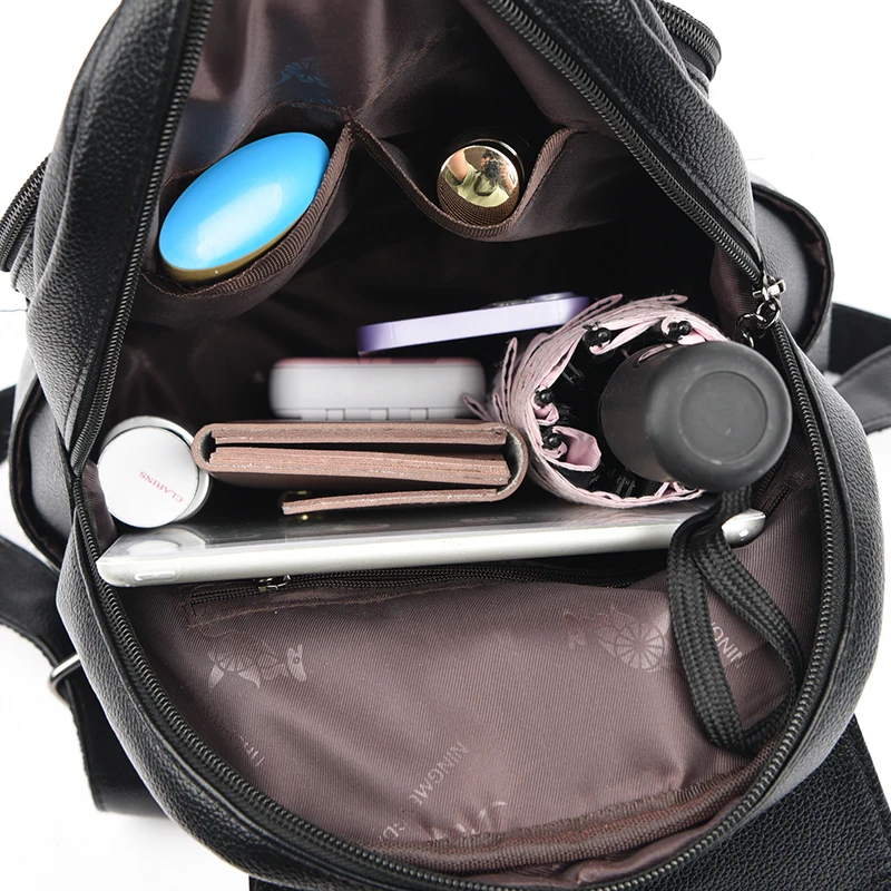 Women Backpack School Bags For Girls Soft Leather Female Vintage Bag School Bags Women PU Backpacks Fashion Travel Bagpack 4