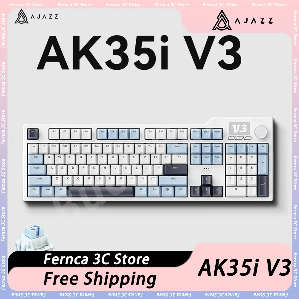 

Ajazz AK35i V3 Mechanical Keyboard Three Mode Multifunctional Knob Custom Screen Wireless Gaming Keyboard Hot Swap RGB Pc Gamer