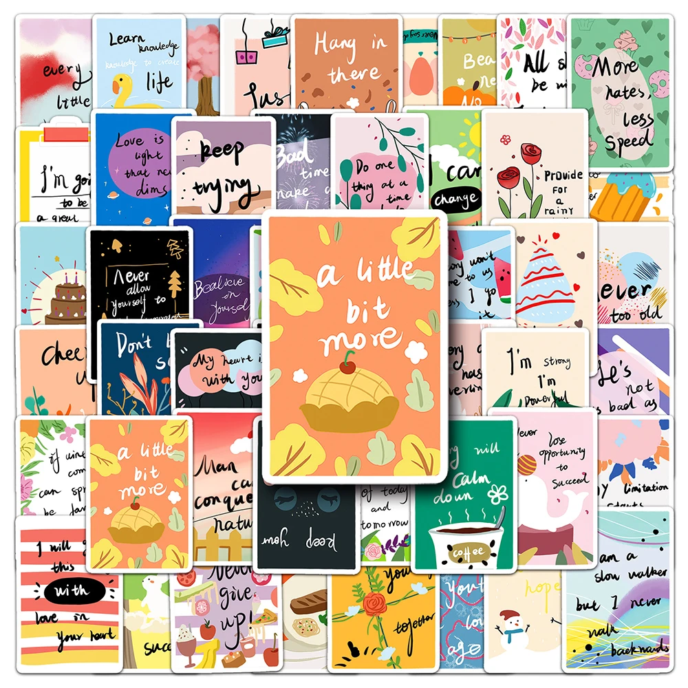 

10/30/50pcs Kawaii Cartoon Inspirational Life Phrases Sticker Decorative Stationery Scrapbooking Diary Motivational Sticker Pack