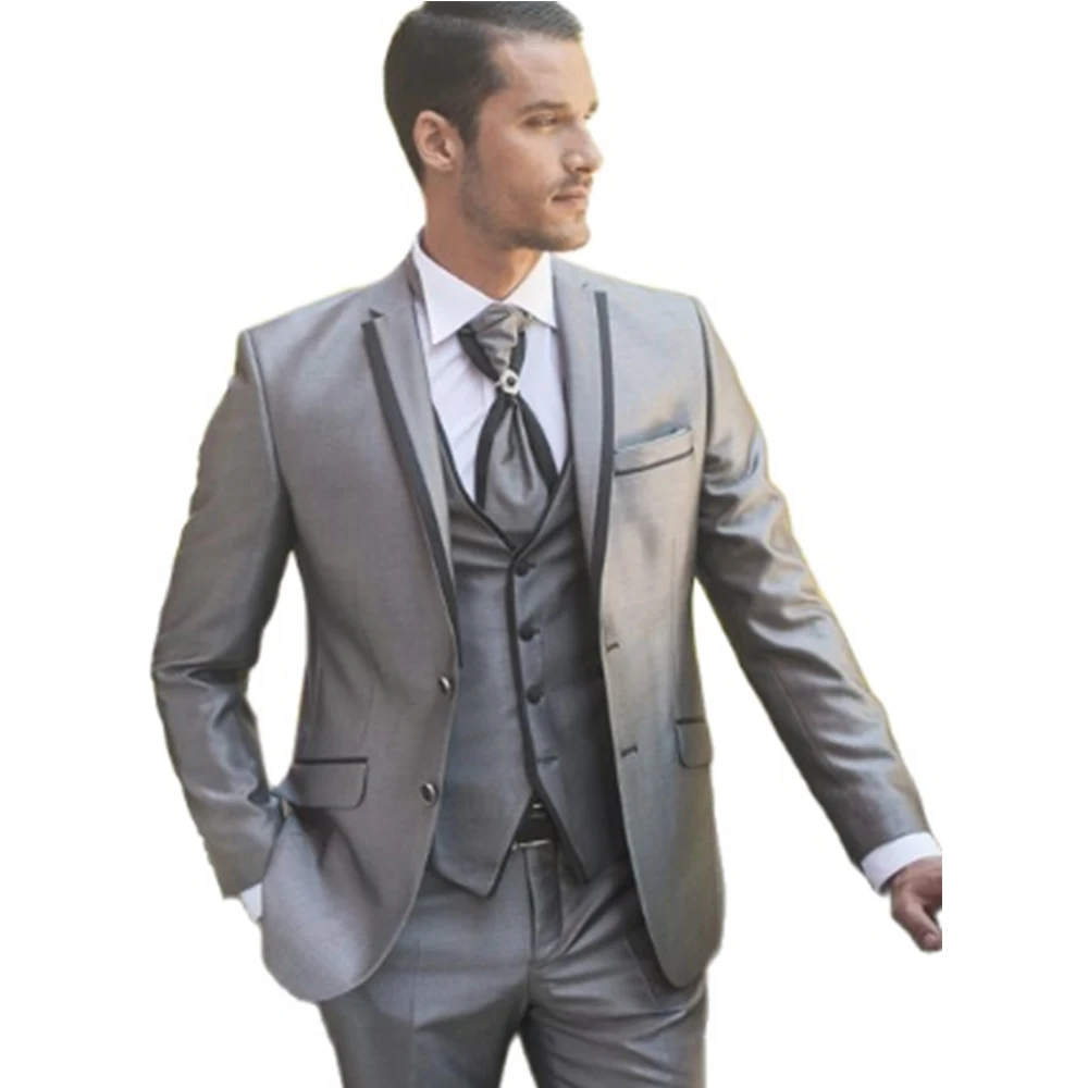 2024 Man Pakken Bruiloft Bruidegom Silver Shine Materiaal 3 Stuks Bruiloft Pakken Voor Mannen Tuxedo Men Clothing