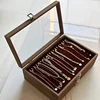 1PC Glass Lid Jewelry Box With 20 Hooks, Stackable Necklace Storage Case, Bracelet And Choker Chain Display Organizer 1