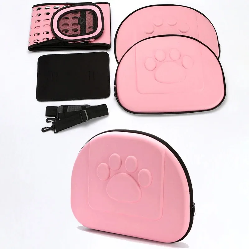 Foldable Portable Pet Carriers Bag EVA Multihole Breathable Dog Cat Carrier Bags Outdoor Travel Pets Cats Handbag Safety Zippers
