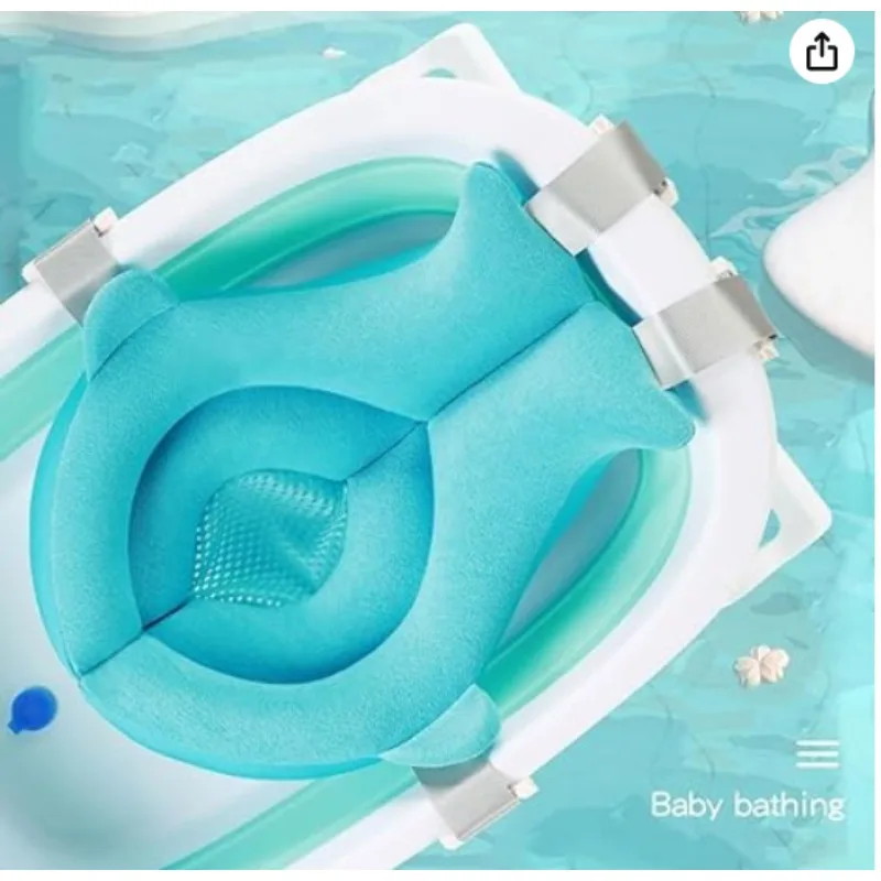 Imbracatura e rete di supporto per bagnetto regolabile, sedile per vasca da bagno per neonato in morbida rete, cuscino per doccia con sospensione antiscivolo per lavello/vasca, portatile - immagine 3