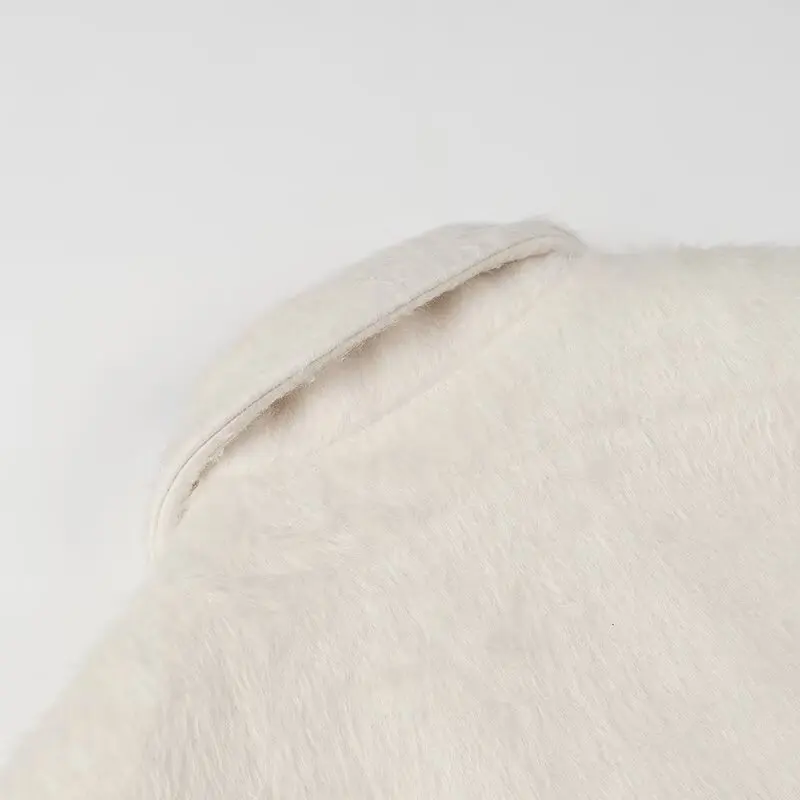 Streetwear Long Hairy Shaggy Blazer Boyfriend Retro Women Back Double Slit Front Pockets Loose Oversized Suit Fashion Coat