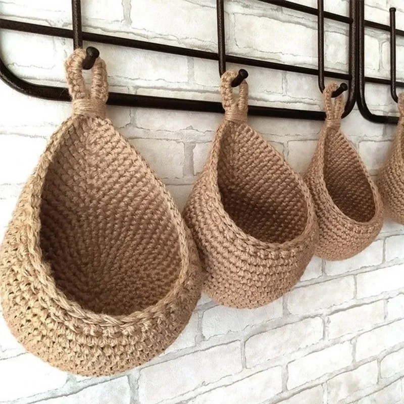 Handwoven Hanging Wall Vegetable Fruit Basket Organizer Container Decor for Kitchen Garden Mount Wall Plant Flower Onion Storage 1