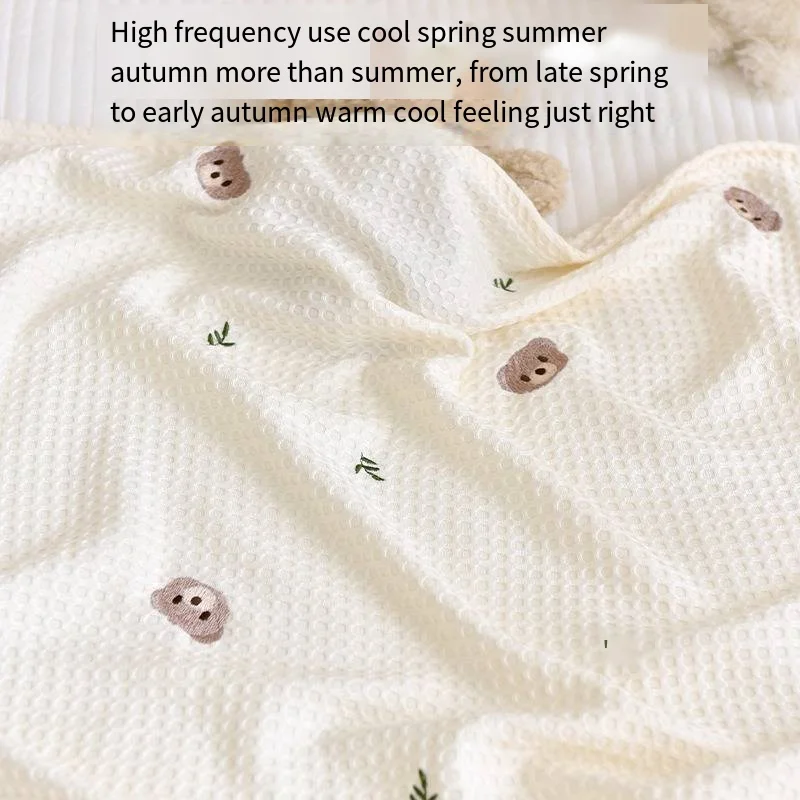 Baby Blanket Children Summer Waffle Bamboo Fiber Cold Silk Blanket Kindergarten Baby Lunch Break Summer Blanket 3