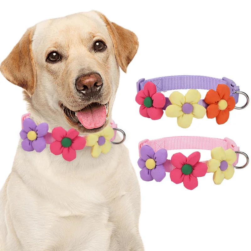 CP606-flower decoration pet dog & cat lovely collar，adjustable with durable webbing.