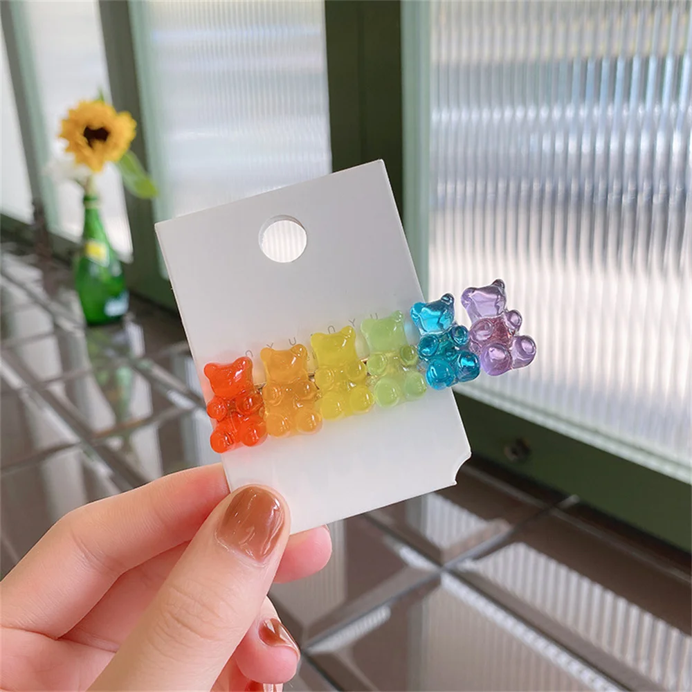 Description Picture 5 of item1~10PCS Bears Jelly Candy Mix Color Animal Hair Clips for Women Barrette Hairpin Duckbill Alligator Clip Hair Styling Tool